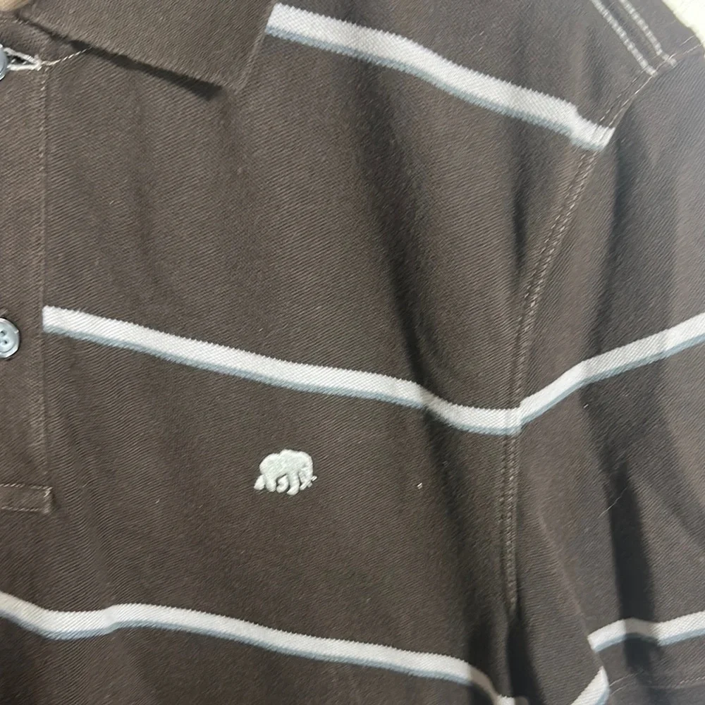 Banana Republic Brown and Gray Polo Shirt Classic Fit Short Sleeve Medium